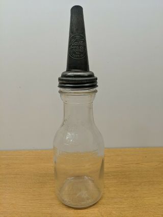 Vintage Antique The Master Mfg.  Co.  Glass Oil Bottle.  1 Quart P.  A.
