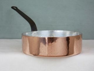Antique 2.  7mm Gaillard 9 ½” Copper Sauté Pan Pot – Polished,  Tin,  French