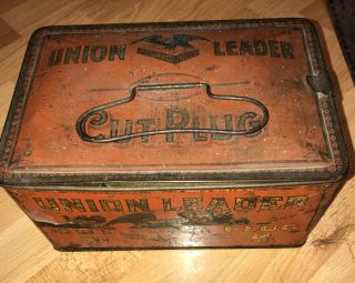 Vintage Union Leader Cut Plug Tobacco Red Tin