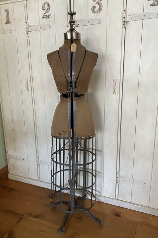 Pat 1908 Vintage L&m Adjustable Acme Dress Form Size A Victorian Cast Iron Base