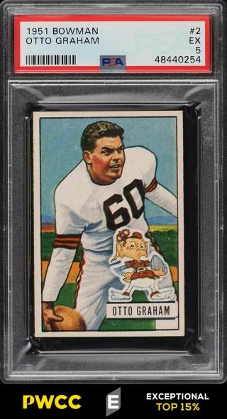 1951 Bowman Football Otto Graham 2 Psa 5 Ex (pwcc - E)