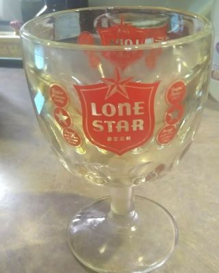 Rare Vintage Lone Star Beer Heavy Glass Goblet.