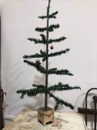 Antique 30” Goose Neck Feather Tree W Berries Germany Christmas Base