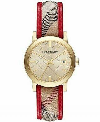 Burberry Bu9139 The City Champagne Dial Haymarket Check Strap Watch