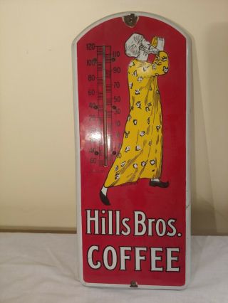 Hills Brothers Antique Coffee Thermometer Porcelain Sign