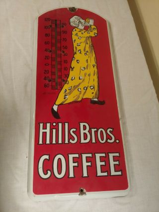 HILLS BROTHERS ANTIQUE COFFEE THERMOMETER PORCELAIN SIGN 5