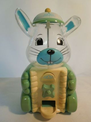 Vintage Gumball Machine Blue / Green Bunny Rabbit By Carousel 9 1/2 " Tall 1980 