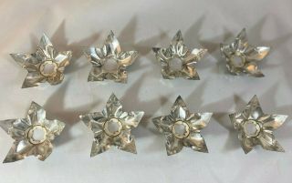 Vintage Star Silver Christmas Tree Light Reflectors Tin Metal Deep Well 8 Eight