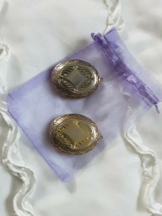 Two Vintage Gold/silver Colour Oval Opening Costume Jewellery Lockets For Photo