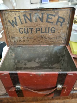 Rare Vintage Tobacco Tin,  J.  Wright Co.  Winner Cut Plug,  Lunch Box