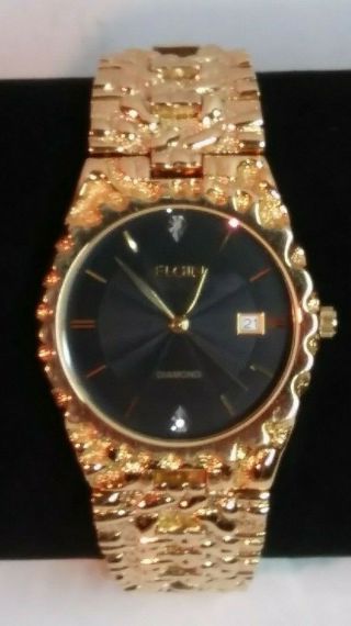 Vintage Gold Plated Elgin Diamond Dial Watch FG142ST w/ Battery 3
