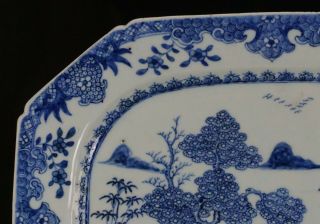 HUGE Antique Chinese Blue and White Porcelain Pavilion Meat Plate Charger 18th C 2