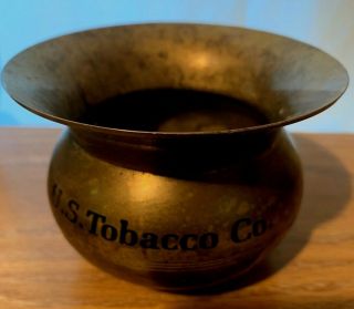 Brass.  Us Tobacco Co.  Spittoon Made In India Vintage