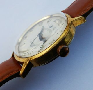 Vintage Gents Swiss Made Gold Plated Roamer Searock Watch c1970s 3
