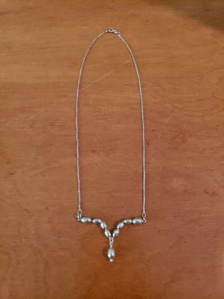 Vintage Sterling Silver Modernist V Shaped Necklace Italy 925 18 Inch