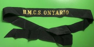 Vintage Rcn Cap Tally " Hmcs Ontario " Royal Canadian Navy