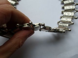 Antique Victorian sterling silver floral collar book chain necklace 109g heavy 4
