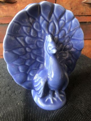 Vintage Mccoy Pottery Blue Peacock Wall Pocket Exc