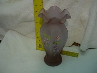 Vintage /antique Satin Glass Hand Painted Floral Vase