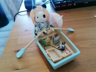 Sylvanian Families Rowing Boat And Accessories With Yvette Blackberry Figure