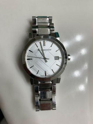 Burberry Bu9100 Stainless Steel Silver Check Dial 34 Mm Women 