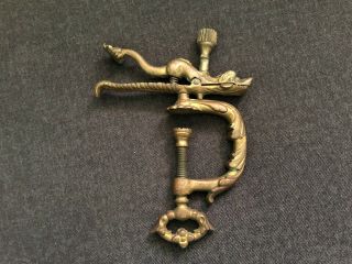 Vintage Brass Sewing Clamp Figural Dragon Dolphin Fish Victorian Antique Ornate