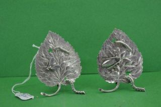 2 Antique Chinese Export Silver Leaf Shibayama Menu Holders Luen Wo Shanghai
