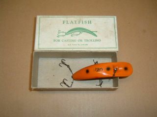 Vintage Wooden U20 Flatfish Lure,  Helin Tackle,