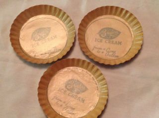 3 Breyers Ice Cream Waxed Cardboard Dishes Vintage,