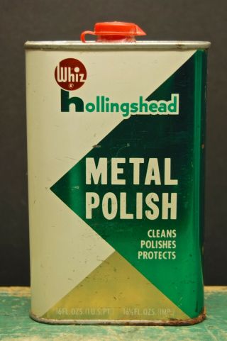 Vintage Hollingshead Whiz Metal Polish 1 Pint Can