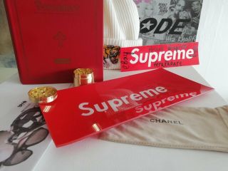 Red Tempered Glass Supreme Rolling Large Tray Ss13 Box Logo Plate Cigar Ashtray
