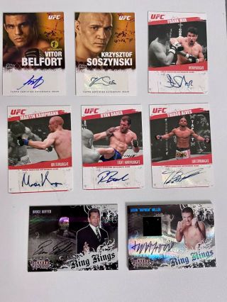 2009 Topps UFC Round 1 Complete Base Card Set 1 - 99,  9 MMA Autograph Cards 3