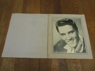 Vintage B&w Photograph Of Elvis Presley In White Fold Out Card 8x10 Inches