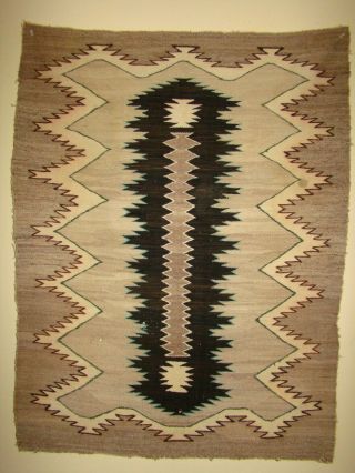 Antique Navajo Child Blanket Native American Weaving,  Rug,  Green Outline