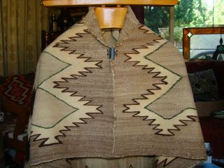 Antique Navajo Child Blanket Native American Weaving,  Rug,  Green Outline 3