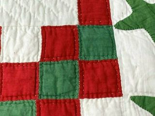Christmas Perfect c 1870 - 80s Irish Chain QUILT Great border Red Green 6
