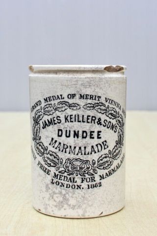Vintage C1900s 1lb Size James Keiller & Sons Dundee Marmalade Maling Pot Or Jar