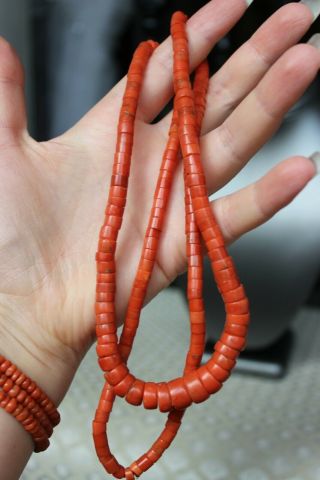 63gr Antique Coral Necklace Natural Undyed Beads 2