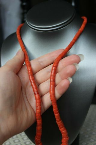 63gr Antique Coral Necklace Natural Undyed Beads 6