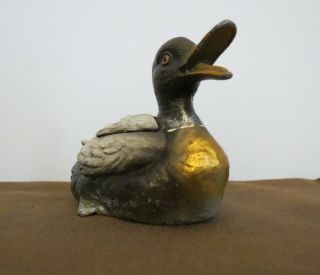 Vintage Hinged Lid Duck Made In Austria Hand Painted Cigar Ash Tray Trinket Box