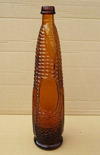 Antique 1867 National Bitters Philadelphia Honey Amber Glass Ear Of Corn Bottle