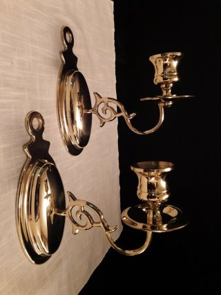 Polished Brass Wall Sconce Candle Holder Pair 6 " Pineapple Shape