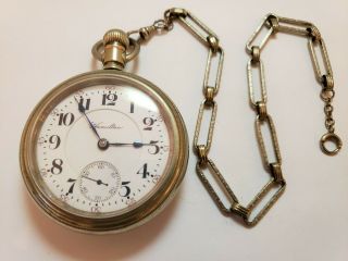 Antique 1910 Hamilton 21j Railroad Grade 940 Gents Rr Pocket Watch 18s W/ Chain