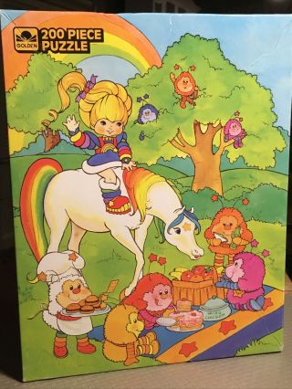 Vtg 1983 Hallmark Rainbow Brite Golden Jigsaw Puzzle Complete 2/2 Unicorn 14x18
