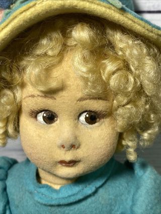 Lovely Well Loved Antique Lenci Girl Doll Series 111 1930’s Felt Swivel Head 2
