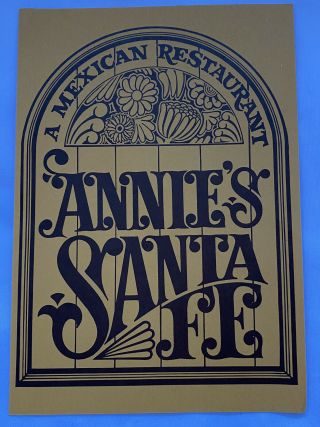 Vintage Annie’s Santa Fe Mexican Restaurant Menu Annie Chambers Souvenir