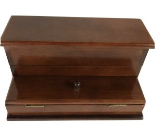 Bombay Company Mahogany Wood Desk Jewelry Box Organizer Vintage 1987