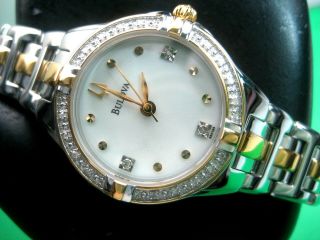Bulova 98r166 19 Real Diamonds Ladies Casual Watch S/s Case Silver Dial Analog