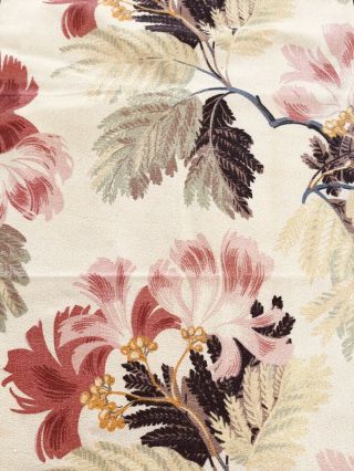 Vintage Floral Barkcloth Drapery Fabric Remnant - 39” X 40 1/2”