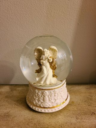 Vintage Musical Angel Snow Globe Plays 